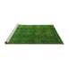 Sideview of Machine Washable Abstract Green Modern Area Rugs, wshabs4178grn