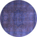 Round Machine Washable Abstract Blue Modern Rug, wshabs4178blu