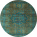 Round Machine Washable Abstract Light Blue Modern Rug, wshabs4178lblu