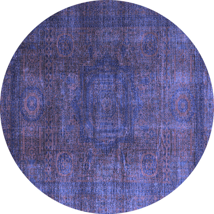Round Abstract Blue Modern Rug, abs4178blu