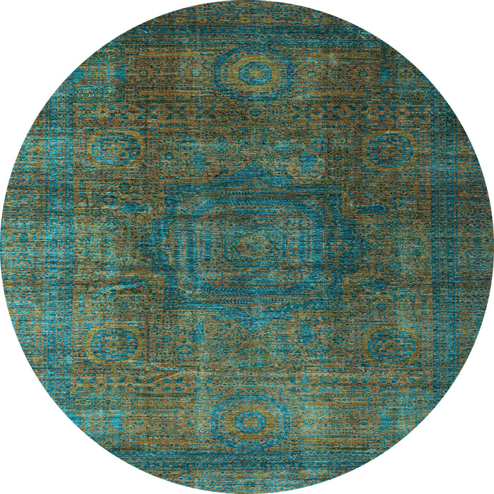 Round Abstract Light Blue Modern Rug, abs4178lblu