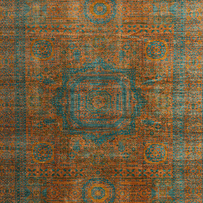 Machine Washable Abstract Dark Moccasin Green Rug, wshabs4178