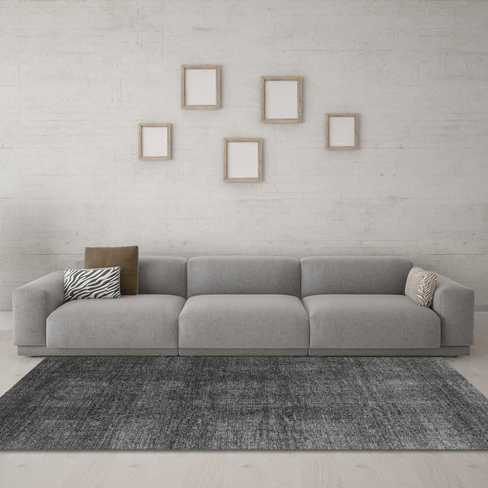 Machine Washable Abstract Gray Modern Rug in a Living Room,, wshabs4178gry