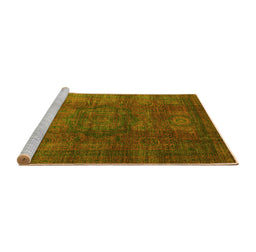 Sideview of Machine Washable Abstract Yellow Modern Rug, wshabs4178yw