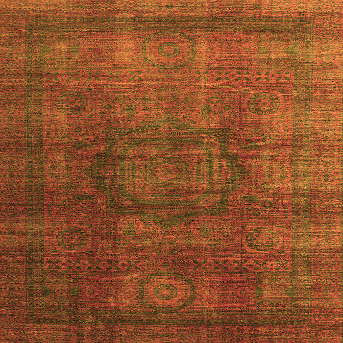 Square Machine Washable Abstract Orange Modern Area Rugs, wshabs4178org