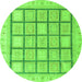 Round Machine Washable Abstract Green Modern Area Rugs, wshabs4179grn