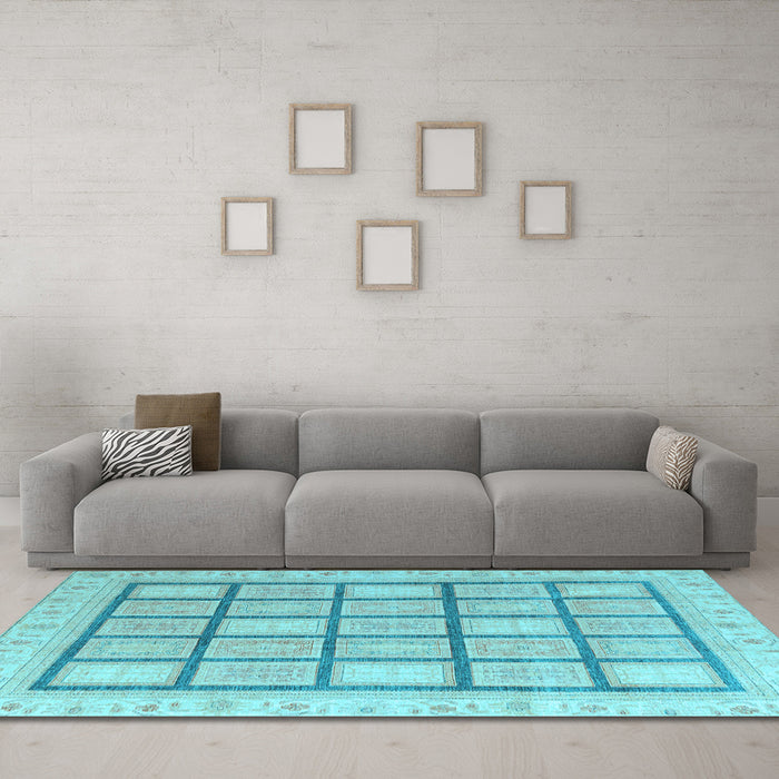 Machine Washable Abstract Light Blue Modern Rug in a Living Room, wshabs4179lblu