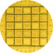 Round Abstract Yellow Modern Rug, abs4179yw