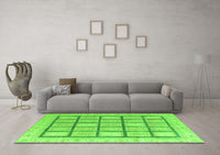 Machine Washable Abstract Green Modern Rug, wshabs4179grn