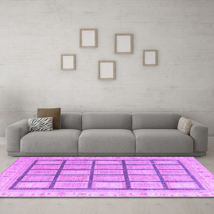 Machine Washable Abstract Purple Modern Area Rugs in a Living Room, wshabs4179pur
