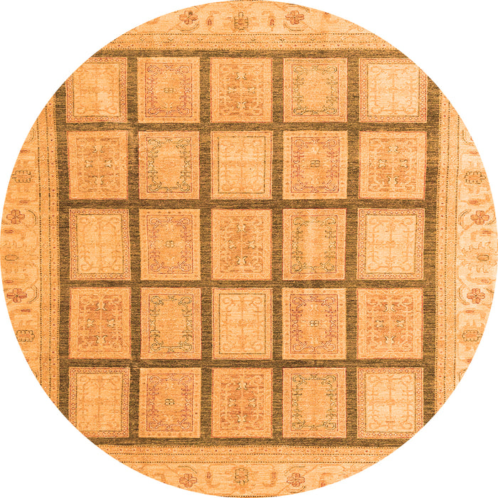 Round Abstract Orange Modern Rug, abs4179org