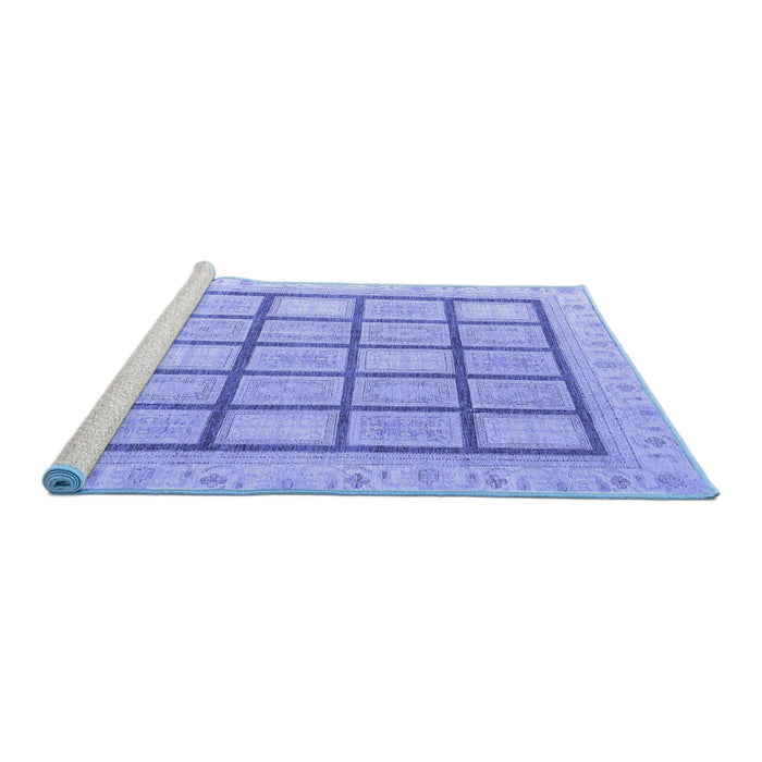 Sideview of Machine Washable Abstract Blue Modern Rug, wshabs4179blu