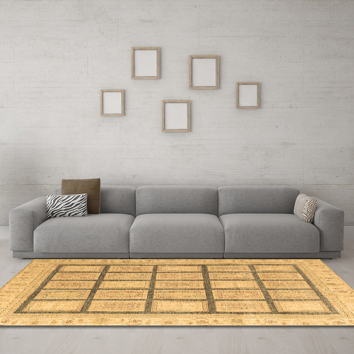Machine Washable Abstract Brown Modern Rug in a Living Room,, wshabs4179brn