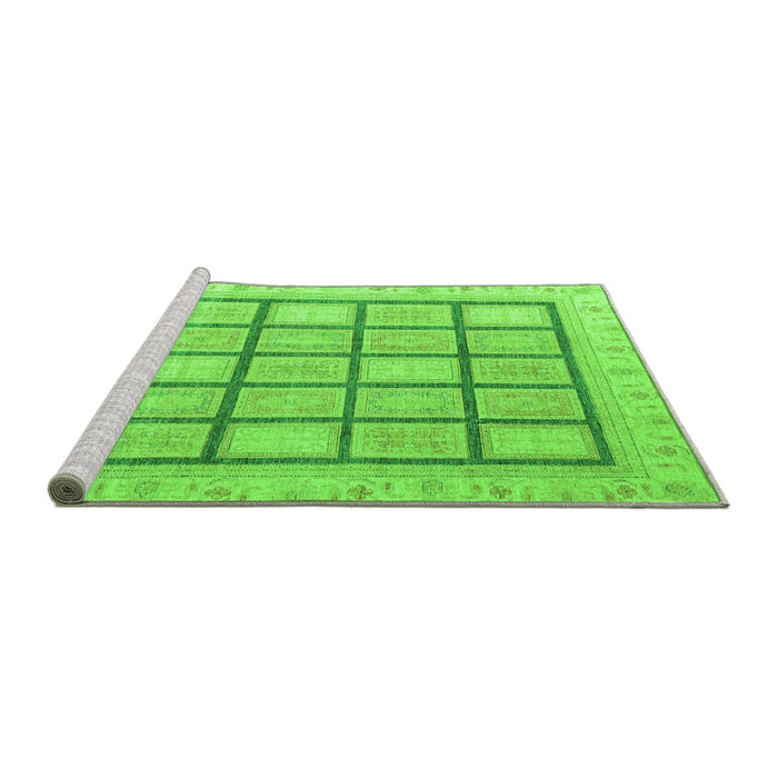 Sideview of Machine Washable Abstract Green Modern Area Rugs, wshabs4179grn