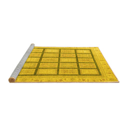 Sideview of Machine Washable Abstract Yellow Modern Rug, wshabs4179yw