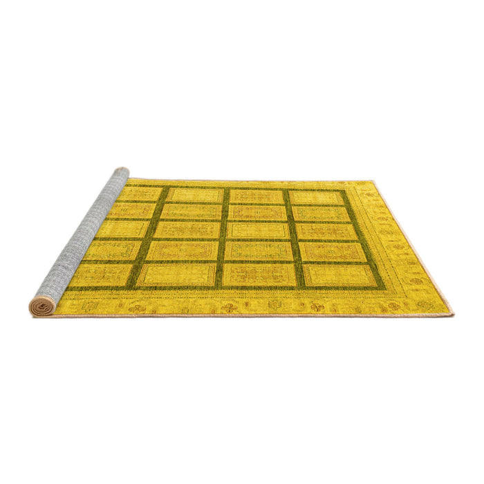 Sideview of Machine Washable Abstract Yellow Modern Rug, wshabs4179yw