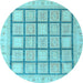 Round Machine Washable Abstract Light Blue Modern Rug, wshabs4179lblu