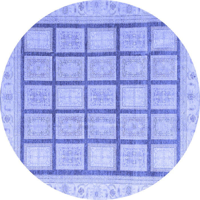 Round Abstract Blue Modern Rug, abs4179blu