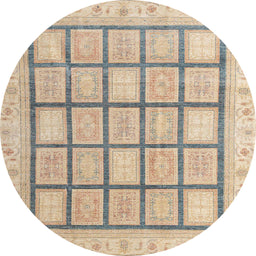 Round Abstract Brown Modern Rug, abs4179