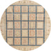 Round Abstract Brown Modern Rug, abs4179