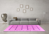 Machine Washable Abstract Pink Modern Rug, wshabs4179pnk