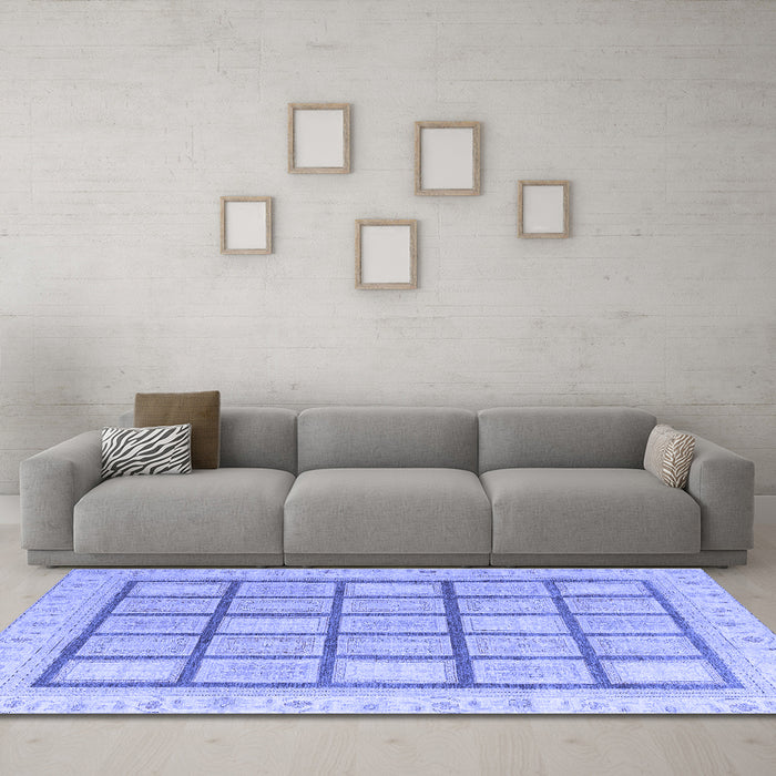 Machine Washable Abstract Blue Modern Rug in a Living Room, wshabs4179blu
