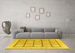 Machine Washable Abstract Yellow Modern Rug in a Living Room, wshabs4179yw