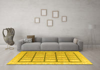 Machine Washable Abstract Yellow Modern Rug, wshabs4179yw