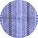 Round Machine Washable Abstract Blue Modern Rug, wshabs417blu