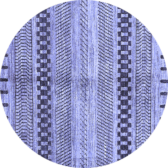 Round Abstract Blue Modern Rug, abs417blu