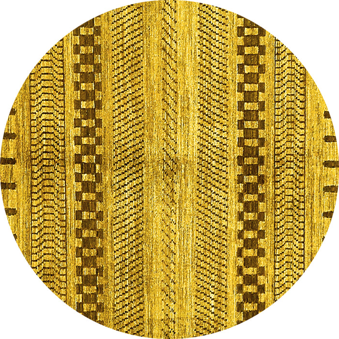 Round Abstract Yellow Modern Rug, abs417yw