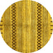 Round Abstract Yellow Modern Rug, abs417yw