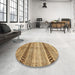 Round Abstract Dark Bisque Brown Modern Rug in a Office, abs417