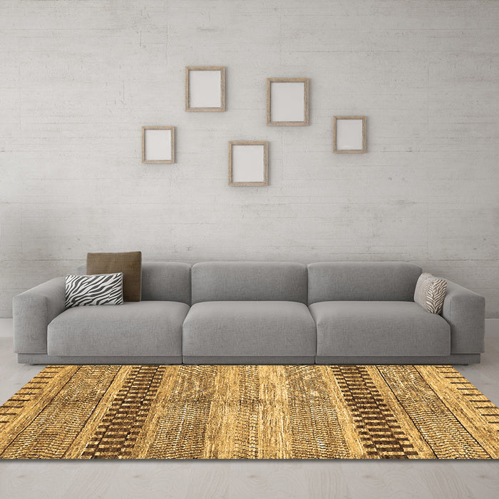 Machine Washable Abstract Brown Modern Rug in a Living Room,, wshabs417brn