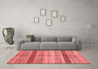 Machine Washable Abstract Red Modern Rug, wshabs417red