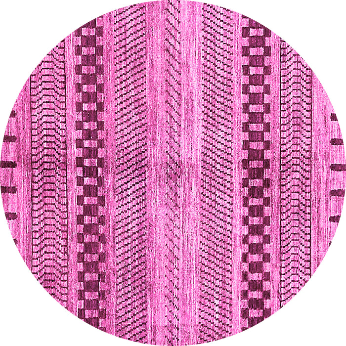 Round Machine Washable Abstract Pink Modern Rug, wshabs417pnk