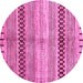 Round Machine Washable Abstract Pink Modern Rug, wshabs417pnk