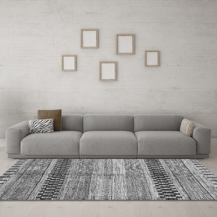 Machine Washable Abstract Gray Modern Rug in a Living Room,, wshabs417gry
