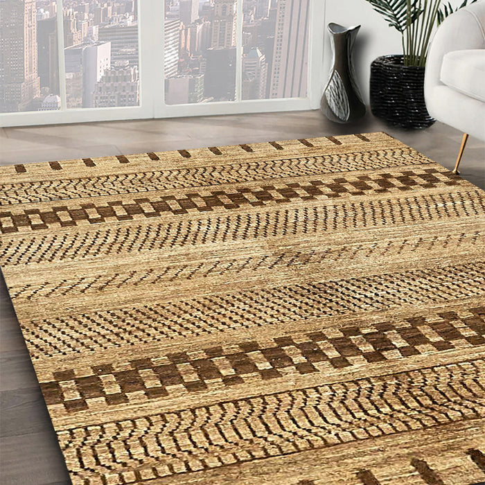 Abstract Dark Bisque Brown Modern Rug in Family Room, abs417