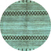 Round Abstract Light Blue Modern Rug, abs417lblu