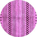 Round Machine Washable Abstract Purple Modern Area Rugs, wshabs417pur