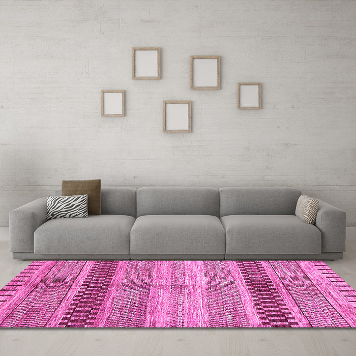 Machine Washable Abstract Pink Modern Rug in a Living Room, wshabs417pnk