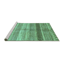Sideview of Machine Washable Abstract Turquoise Modern Area Rugs, wshabs417turq