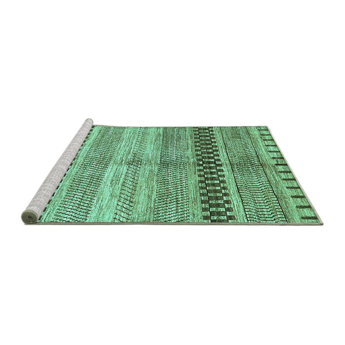 Sideview of Machine Washable Abstract Turquoise Modern Area Rugs, wshabs417turq