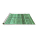 Sideview of Machine Washable Abstract Turquoise Modern Area Rugs, wshabs417turq