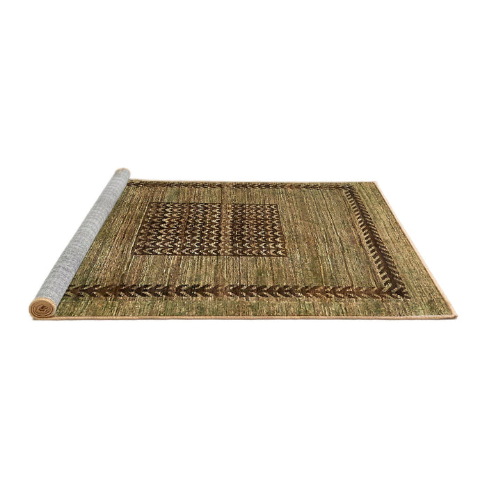 Sideview of Machine Washable Abstract Caramel Brown Rug, wshabs418