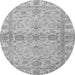 Round Machine Washable Abstract Gray Modern Rug, wshabs4180gry