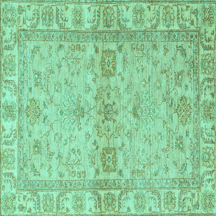 Square Machine Washable Abstract Turquoise Modern Area Rugs, wshabs4180turq