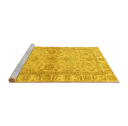 Sideview of Machine Washable Abstract Yellow Modern Rug, wshabs4180yw