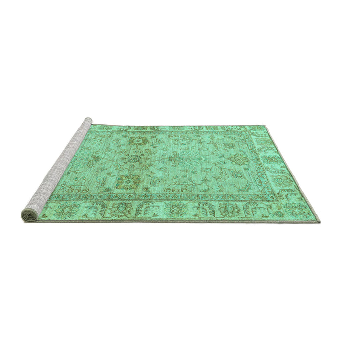 Sideview of Machine Washable Abstract Turquoise Modern Area Rugs, wshabs4180turq